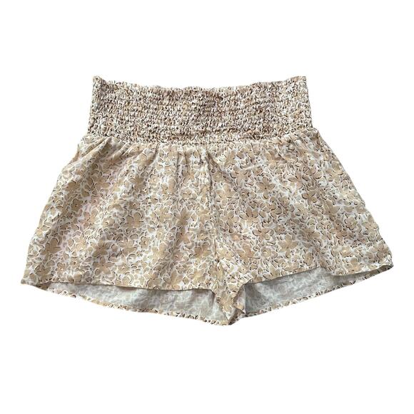 Vineyard Vines tan & white floral print linen shorts size M - Picture 1 of 7